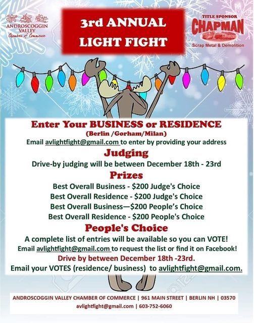 3rd Annual LIGHT FIGHT Sponsored by Chapman Recycling!, Androscoggin