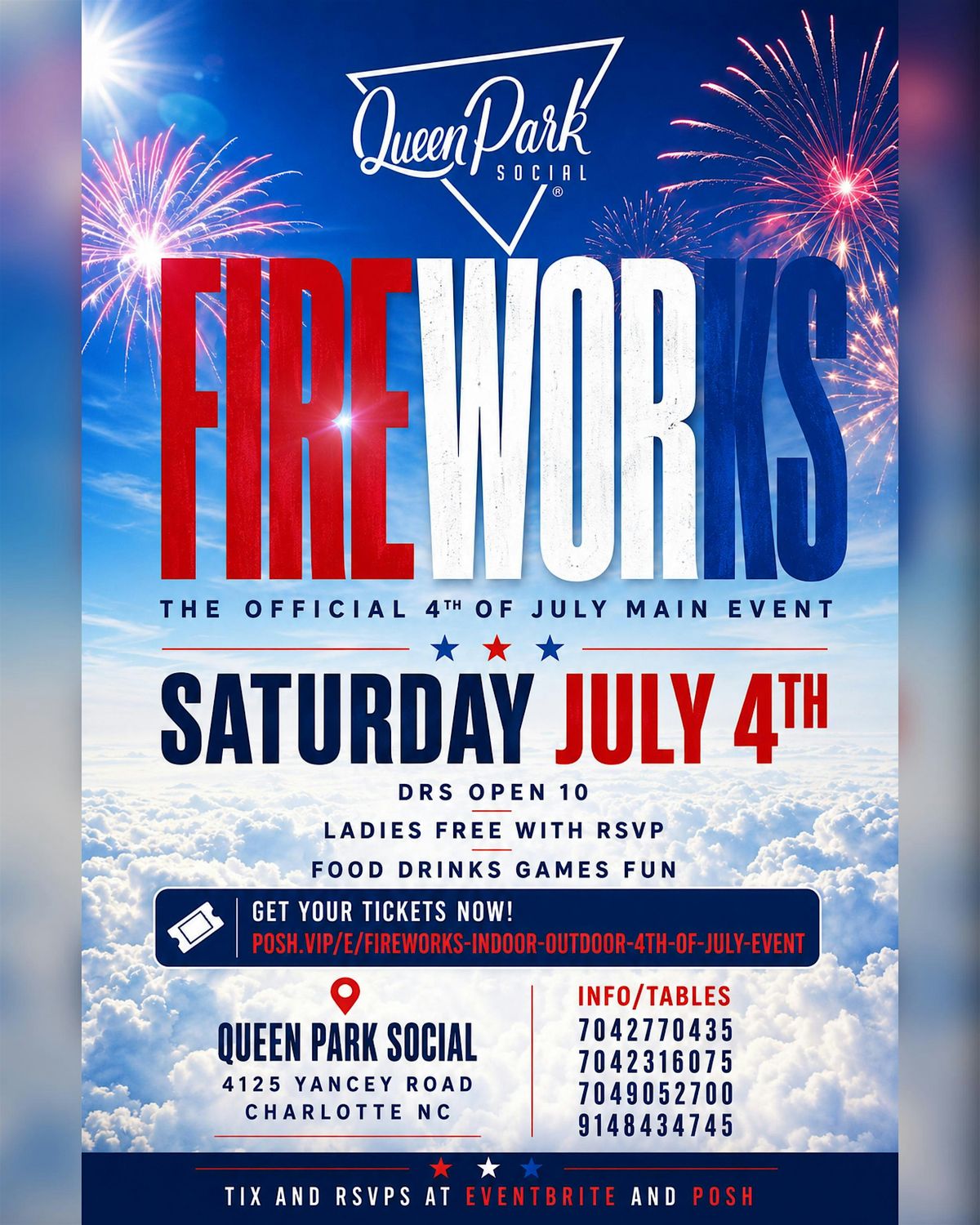FIREWORKS INDOOR + OUTDOOR 4TH OF JULY CELEBRATION