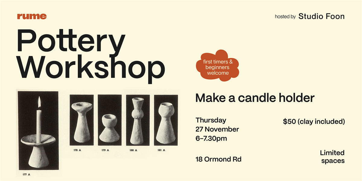 Pottery Workshop - Make a candle holder, 27 November | Event in Gisborne | AllEvents