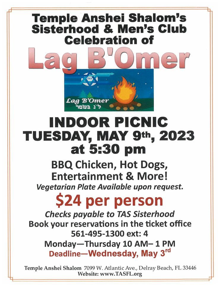 Lag BOmer Picnic, Temple Anshei Shalom Delray Beach, May 9 2023