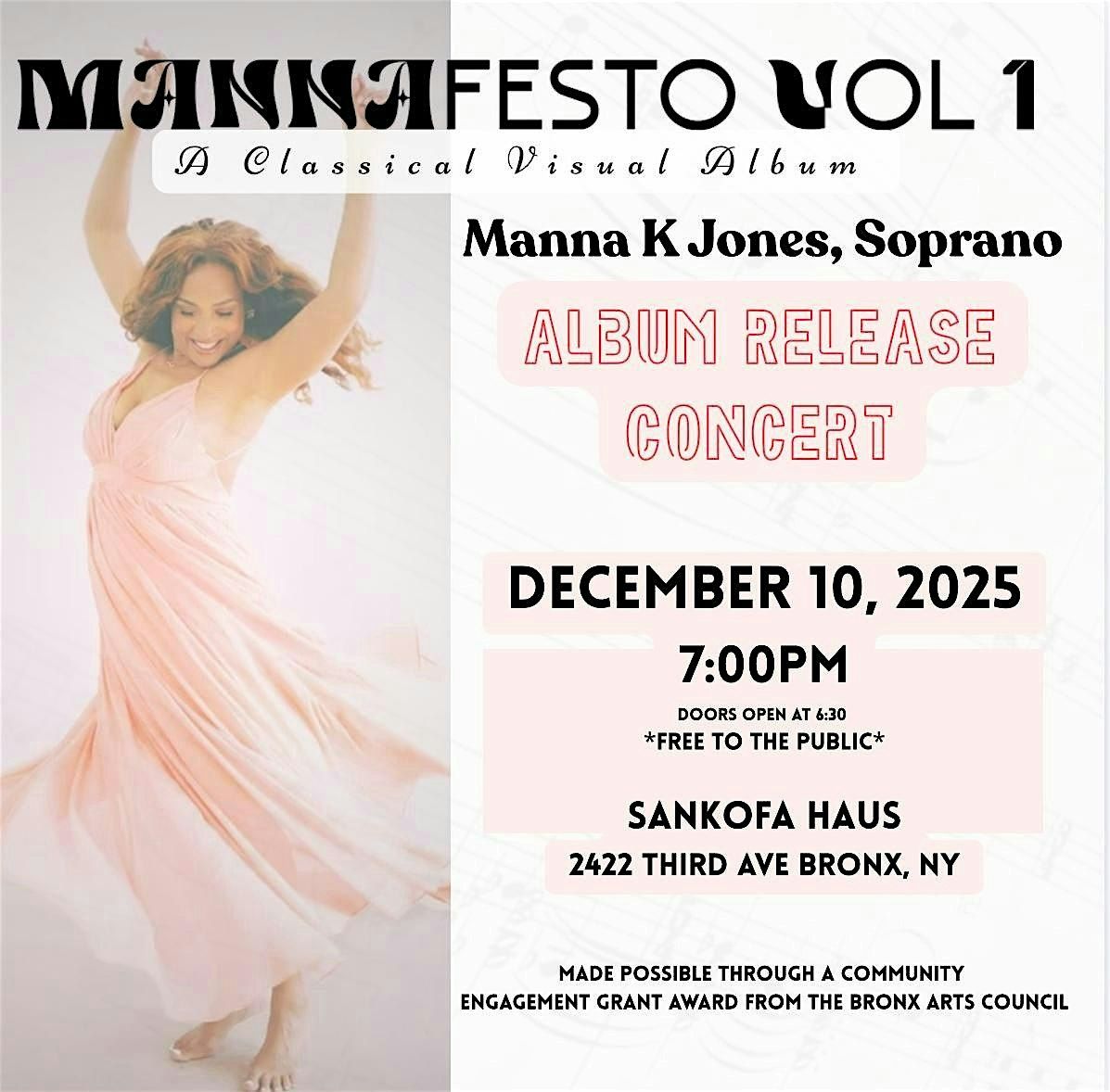 Album Release Concert: MANNAfesto: Vol. 1, 10 December | Event in The Bronx | AllEvents