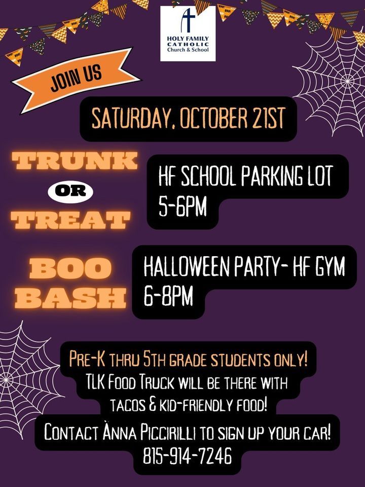 Trunk or Treat/ Boo Bash Dance, Holy Family School Rockford, October 21 2023 AllEvents.in