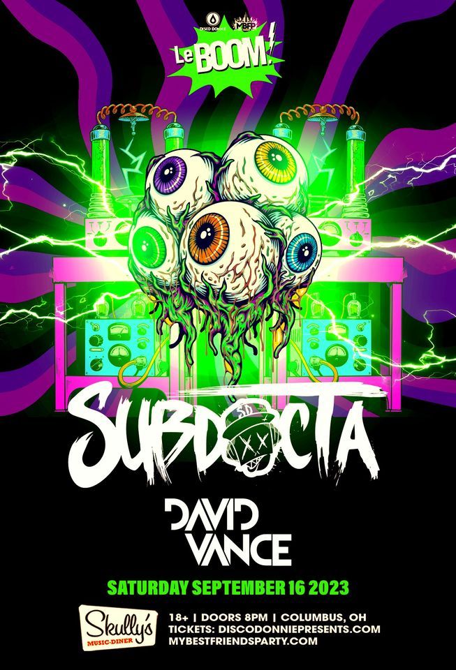 SUBDOCTA w/ DAVID VANCE LeBOOM ! SEP 16TH SKULLYS MUSIC DINER