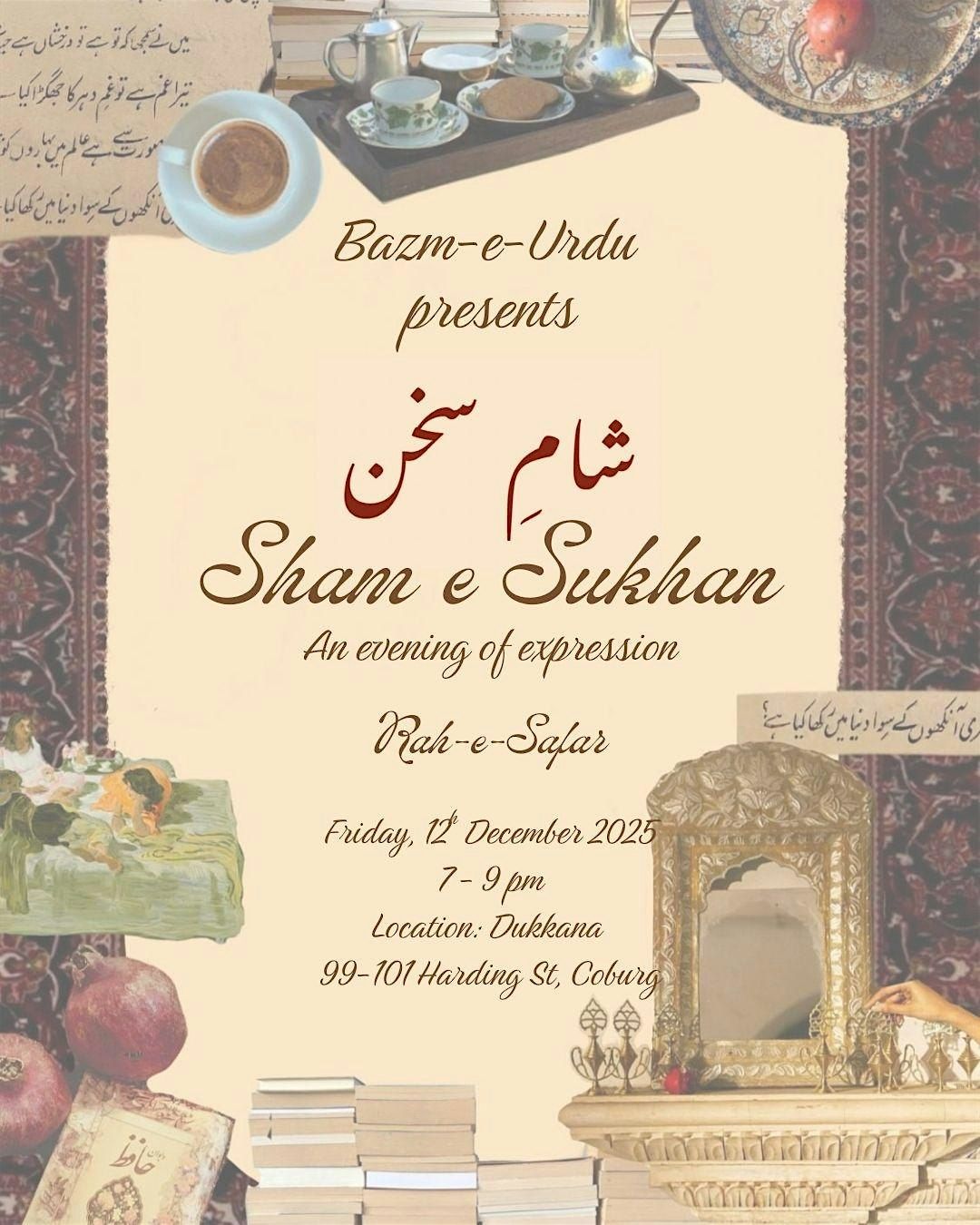 Sham-e-Sukhan: An Evening of Expression - Safar, 12 December | Event in Coburg | AllEvents
