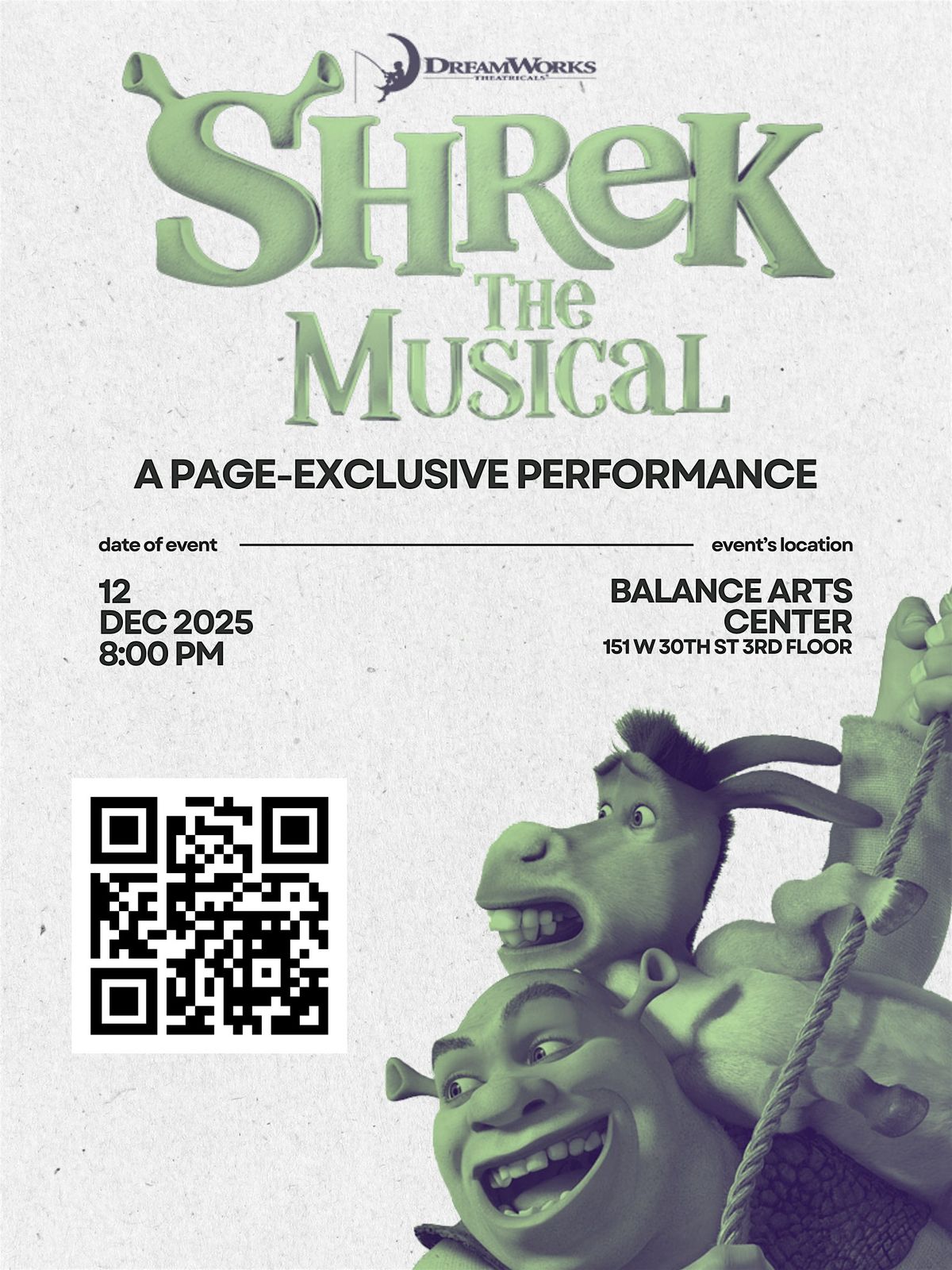 SHREK THE MUSICAL: Page Exclusive Performance, 12 December | Event in New York | AllEvents