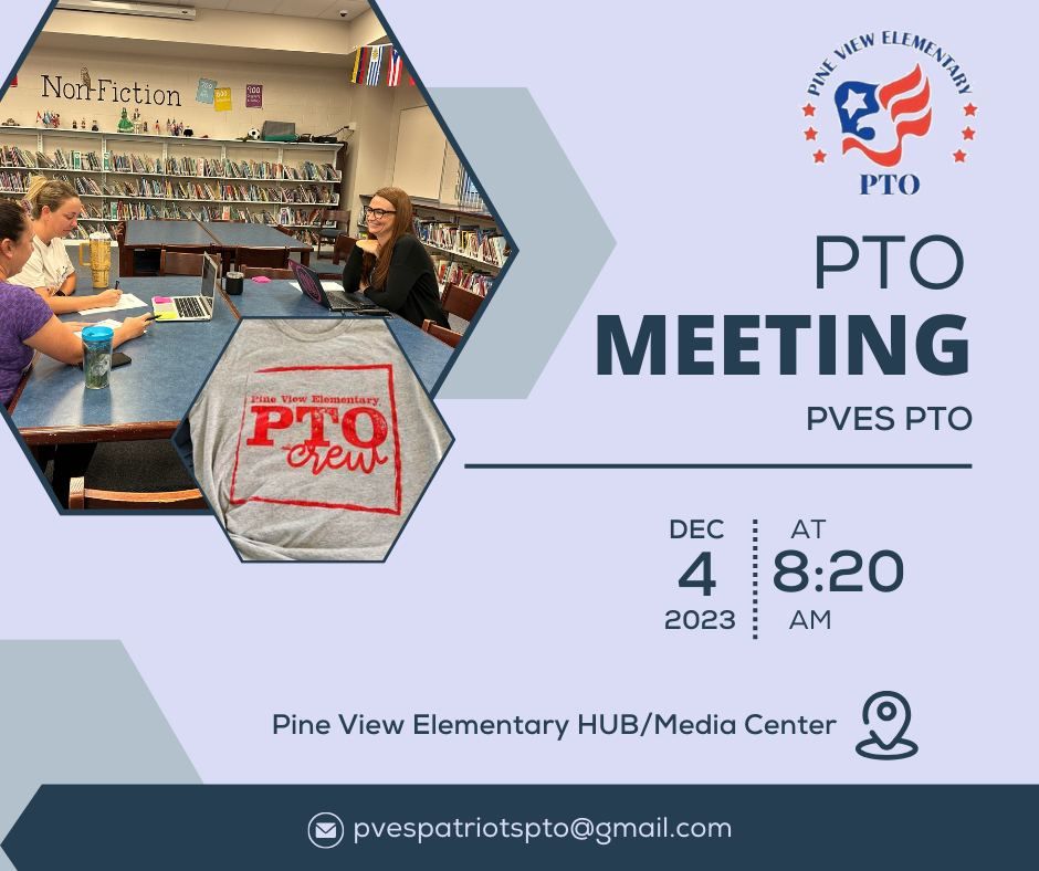 PVES PTO Meeting, Pine View Elementary School, Lake Magdalene, December 4 2023 AllEvents.in