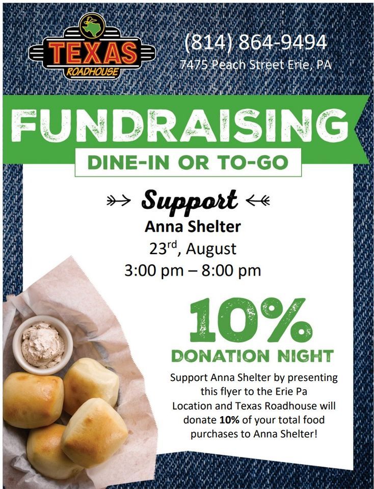 Dine to Donate Texas Roadhouse, Texas Roadhouse (Erie, PA), August 23 2023  | AllEvents.in