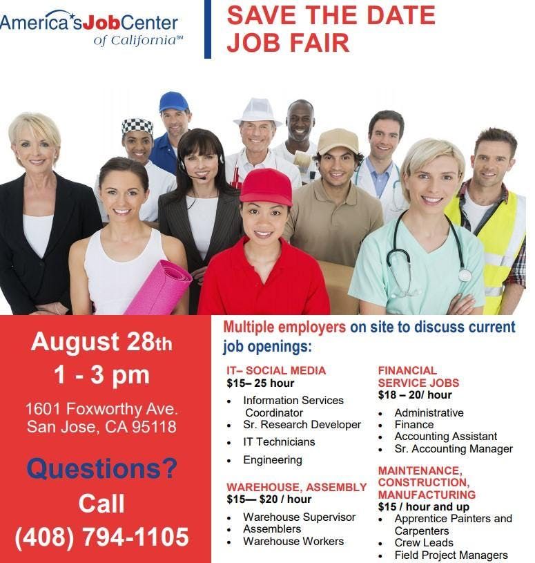 Save the Date Job Fair work2future San Jose Job Center