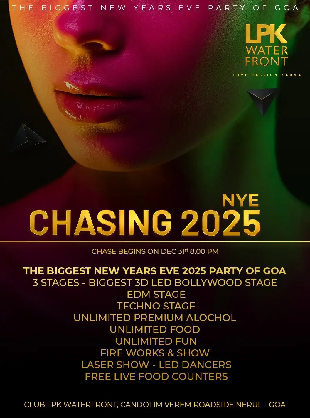 LPK New Years Eve Chasing 2025 Party, Music Goa, Nerul Candolim Rd