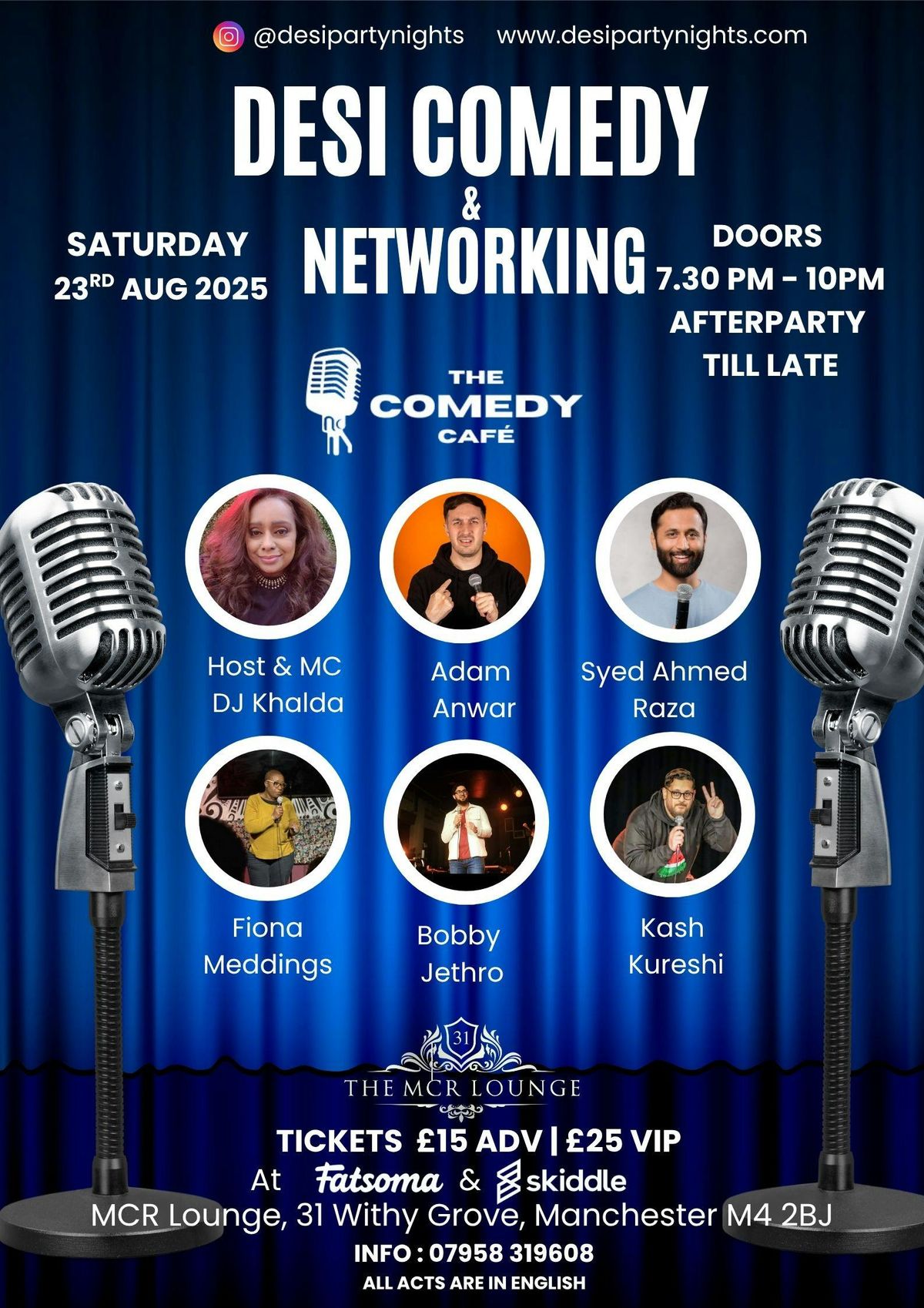 Desi Stand-Up Comedy &amp; Networking Night (all comedians in English), 23 August | Event in Manchester