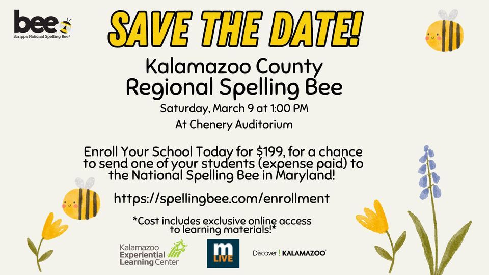 Kalamazoo Regional Spelling Bee, Chenery Auditorium, Kalamazoo, March 9