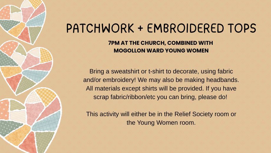 Manzanita YW: Sewing/Embroidering