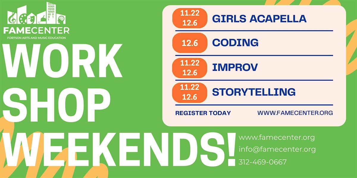 Workshop Weekends at FAME Center!, 6 December | Event in Chicago | AllEvents