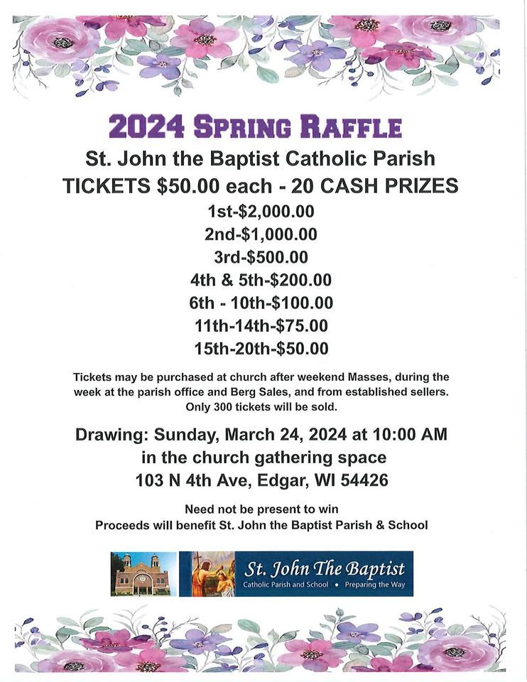 St Johns Annual Spring Raffle, St John Baptist Catholic CH, Edgar, 24 ...