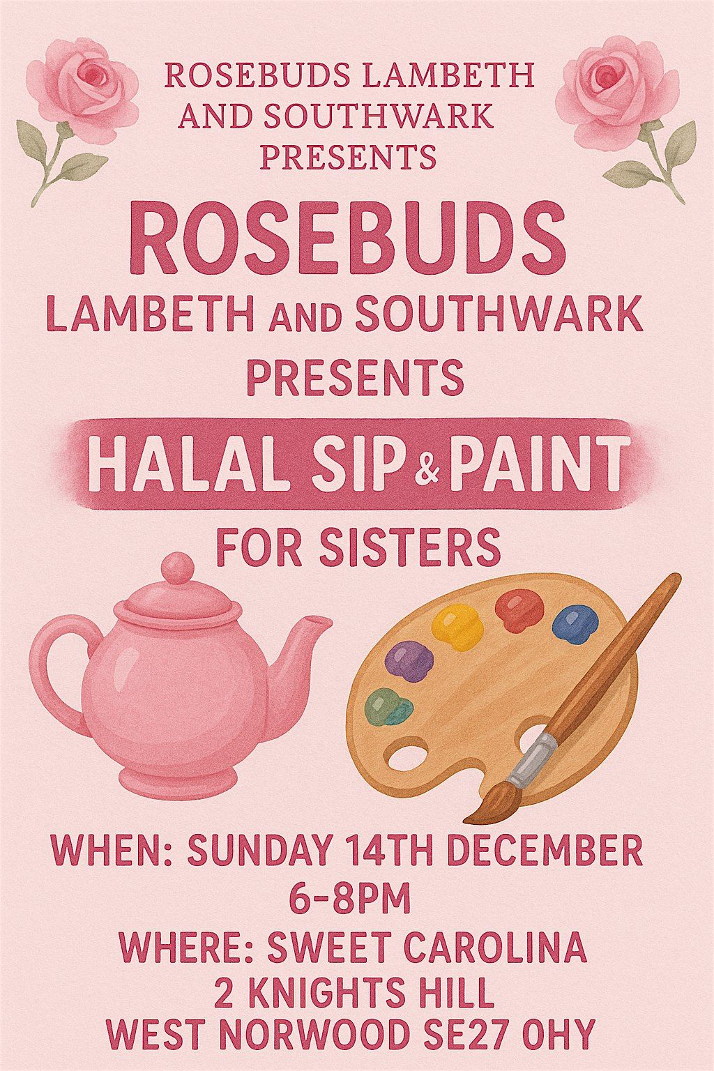 Rosebuds Lambeth & Southwark Sip & Paint, 14 December | Event in London | AllEvents