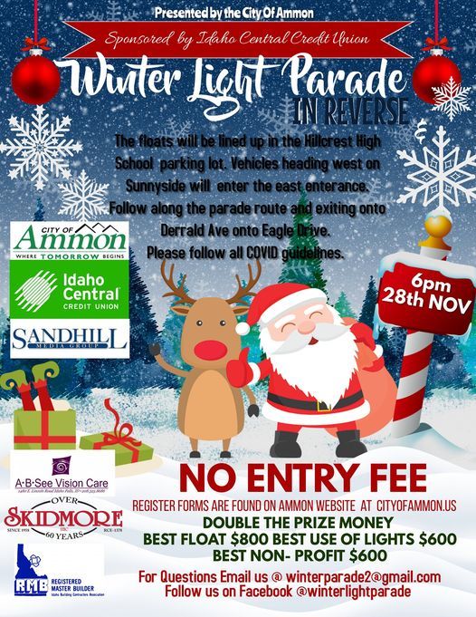 2020 Reverse Winter Light Parade Hillcrest High School Parking Lot Ammon November 28 2020 Allevents In Sunnyside Christmas Parade Route 2021