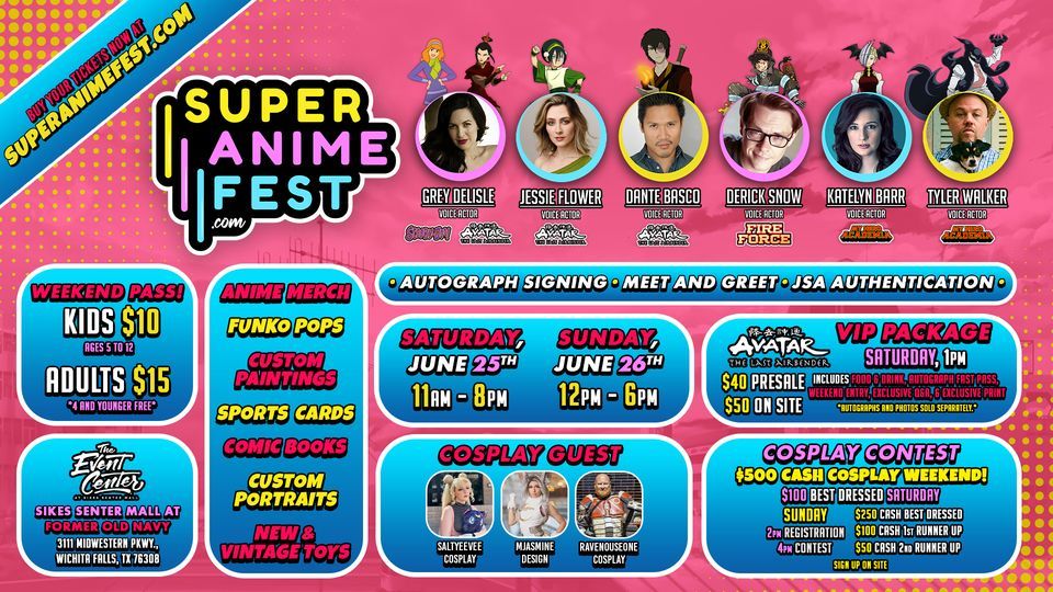 Super Anime Fest WF, The Event Center, Wichita Falls, June 25 to June 26 | Super Anime Fest WF, The Event Center, Wichita Falls, June 25 to June 26 |