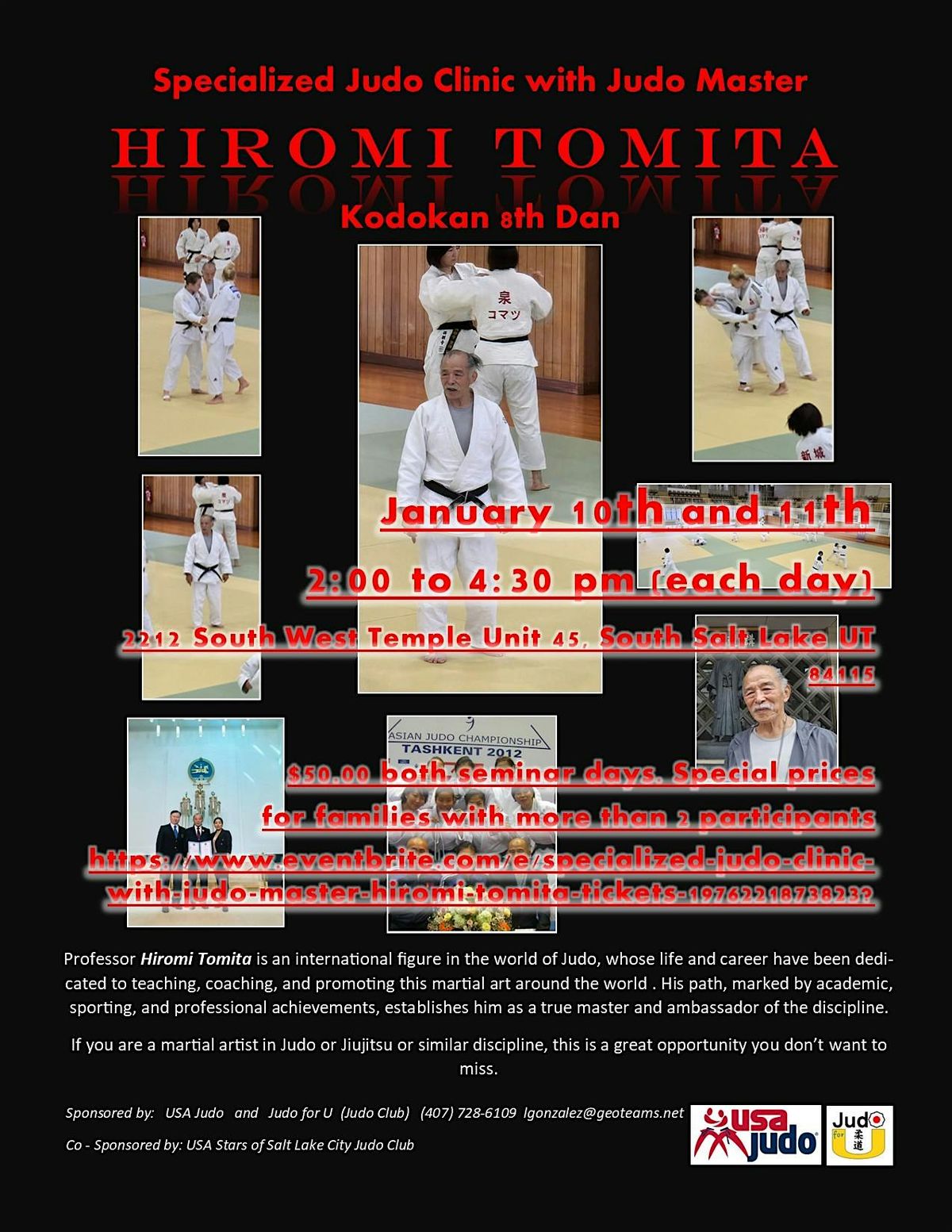 Specialized Judo Clinic with Judo Master HIROMI TOMITA, 10 January | Event in South Salt Lake | AllEvents