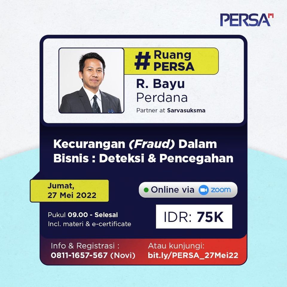 Kecurangan (Fraud) Dalam Bisnis: Deteksi & Pencegahan, May 27 2022