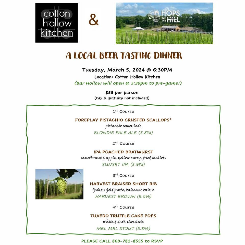 Local Beer Tasting Dinner Cotton Hollow Kitchen , Cotton Hollow