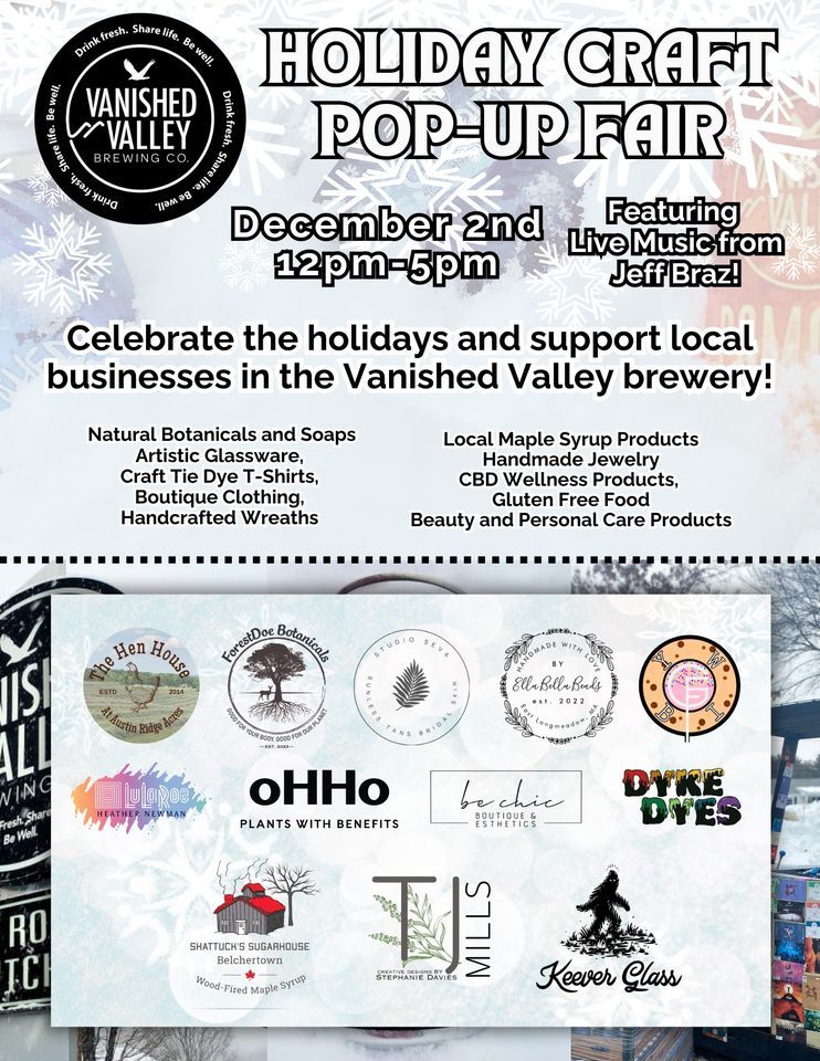 Holiday Craft Vendor PopUp Fair, Vanished Valley Brewing Co
