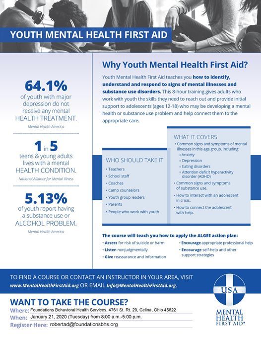 Youth Mhfa At Foundations Behavioral Health Services Celina