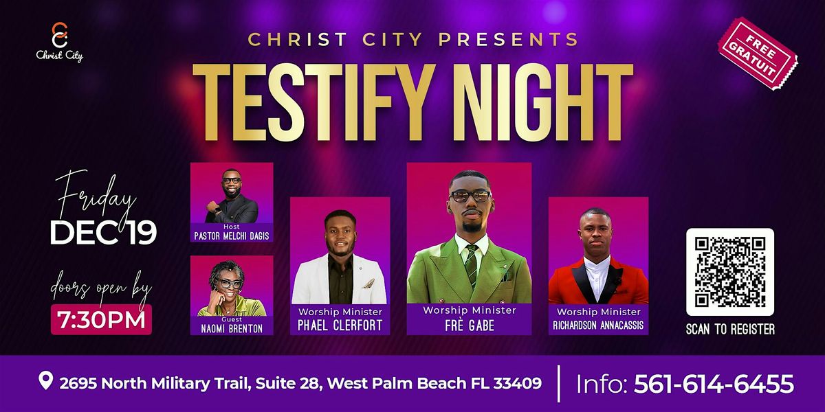 TESTIFY NIGHT, 19 December | Event in West Palm Beach | AllEvents