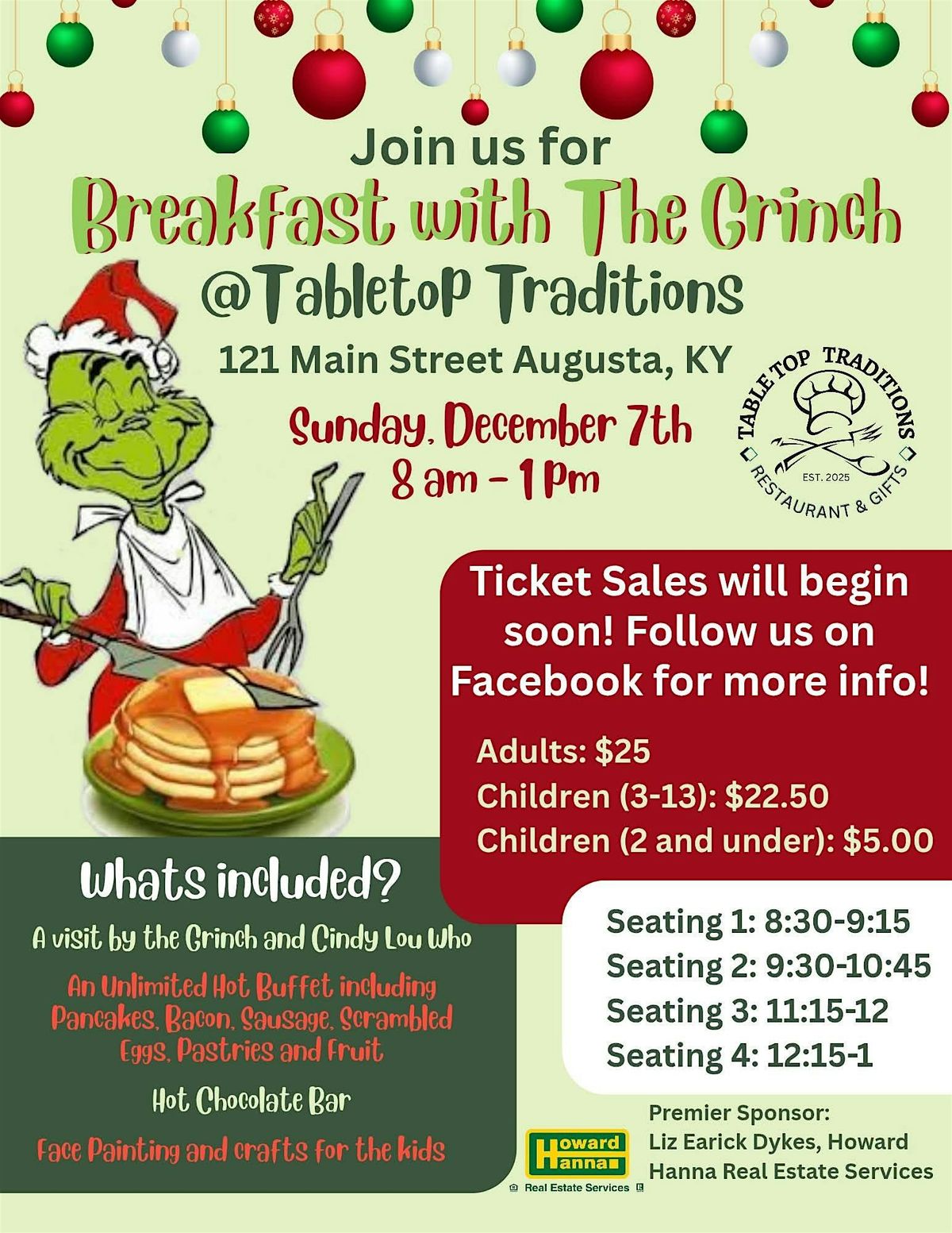 Breakfast with the Grinch at Tabletop Traditions!!, 7 December | Event in Augusta | AllEvents