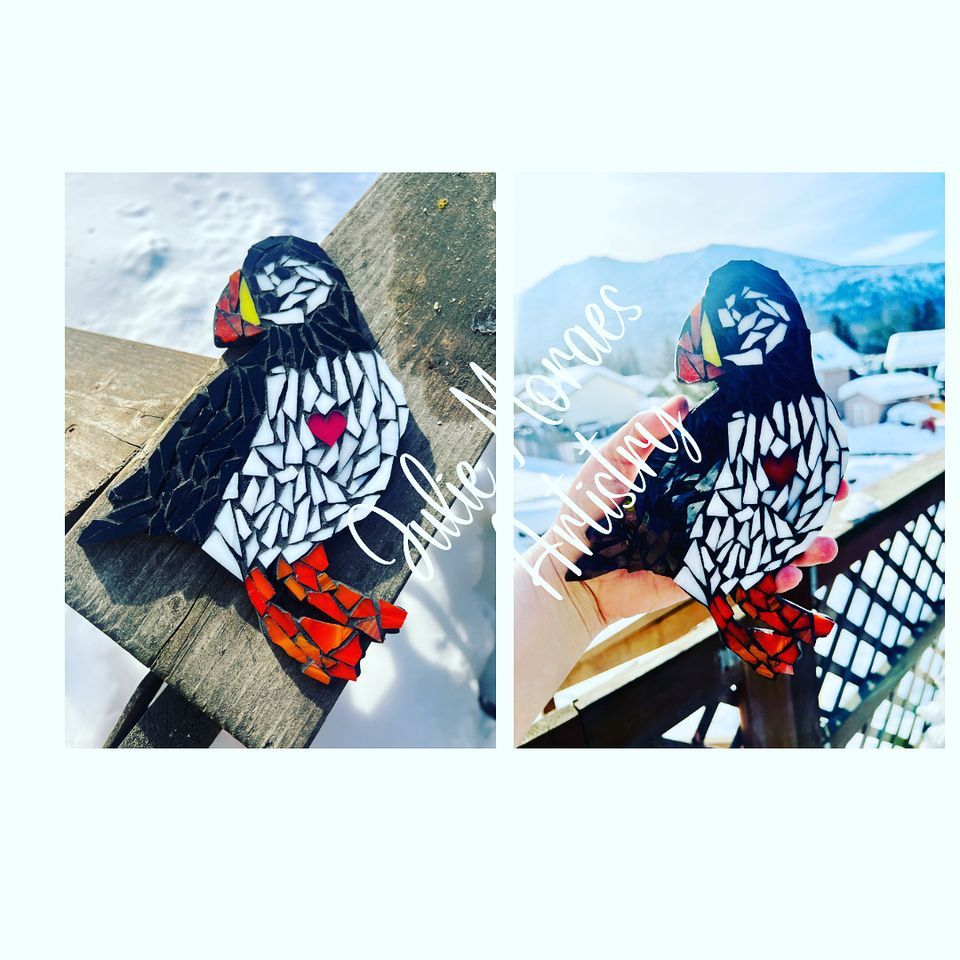 Art ClassMosaic Puffin, Turnagain Arts Buildings, Anchorage, 15 April