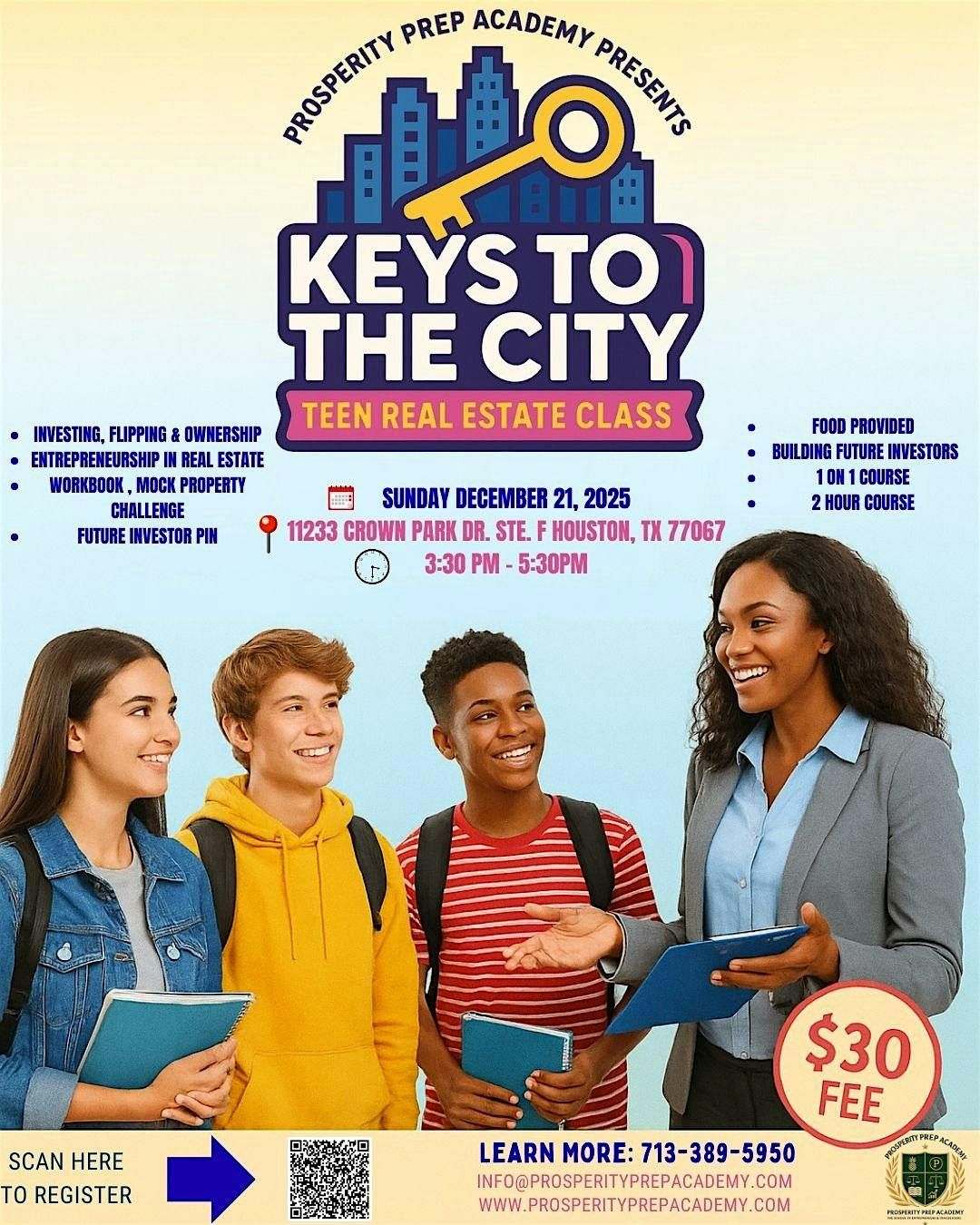 PROSPERITY PREP ACADEMY PRESENTS KEYS TO THE CITY TEEN REAL ESTATE CLASS, 21 December | Event in Houston | AllEvents