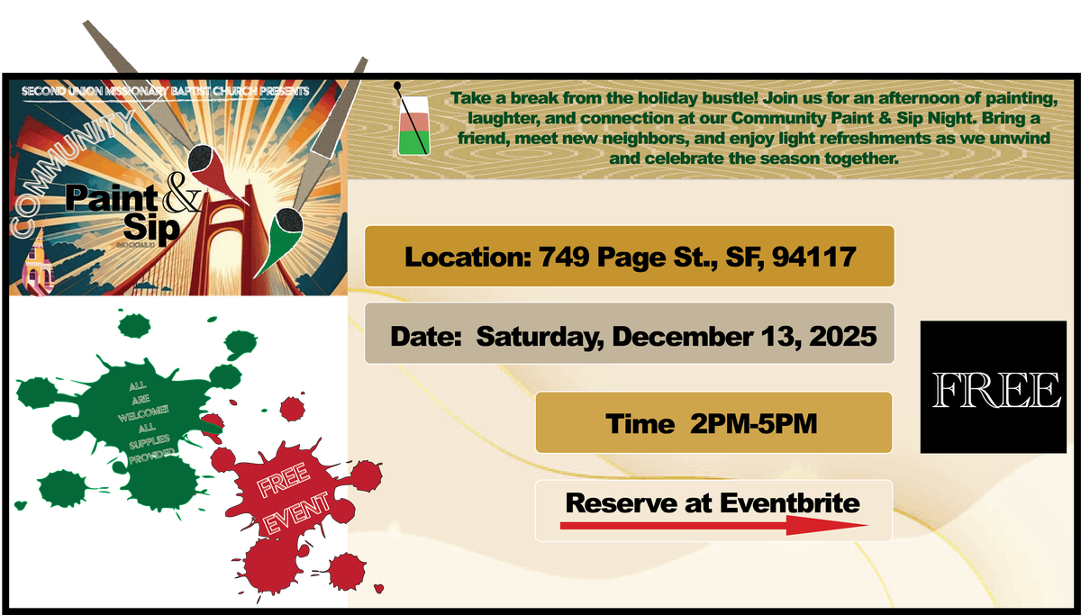 Community Paint & Sip, 13 December | Event in San Francisco | AllEvents