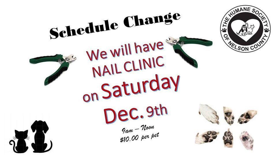 NAIL CLINIC, Humane Society of Nelson County, Bardstown, December 9