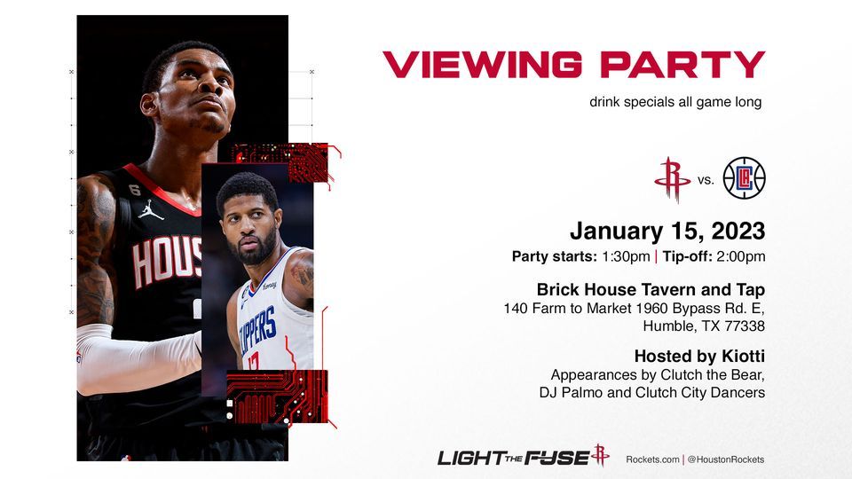 Rockets vs. Clippers Viewing Party, Brick House Tavern + Tap (140 FM ...