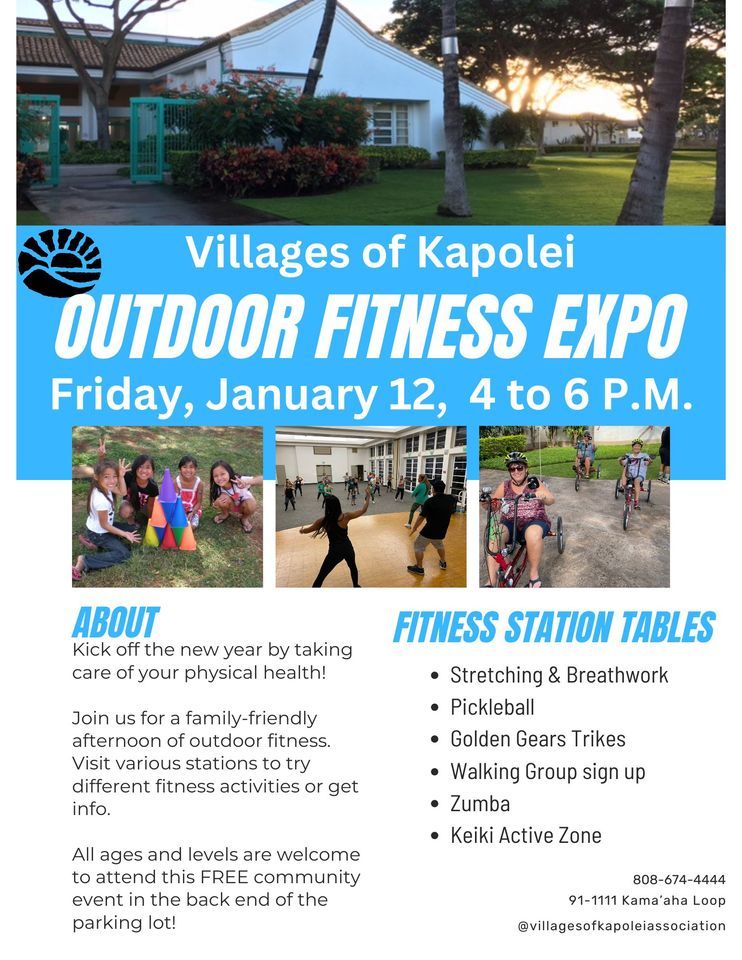 Outdoor Fitness Expo, Villages of Kapolei Association, January 12 2024 AllEvents.in