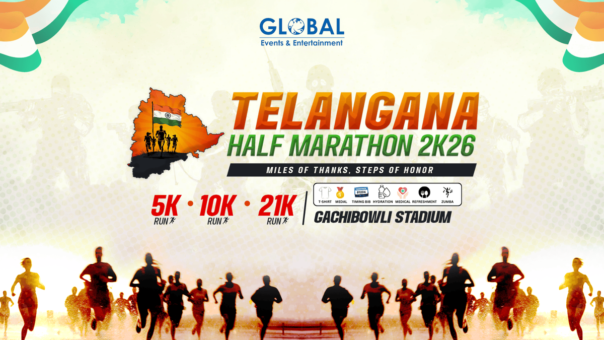 Telangana Half Marathon 2K26, 24 January | Event in Thrikkannamangal | AllEvents
