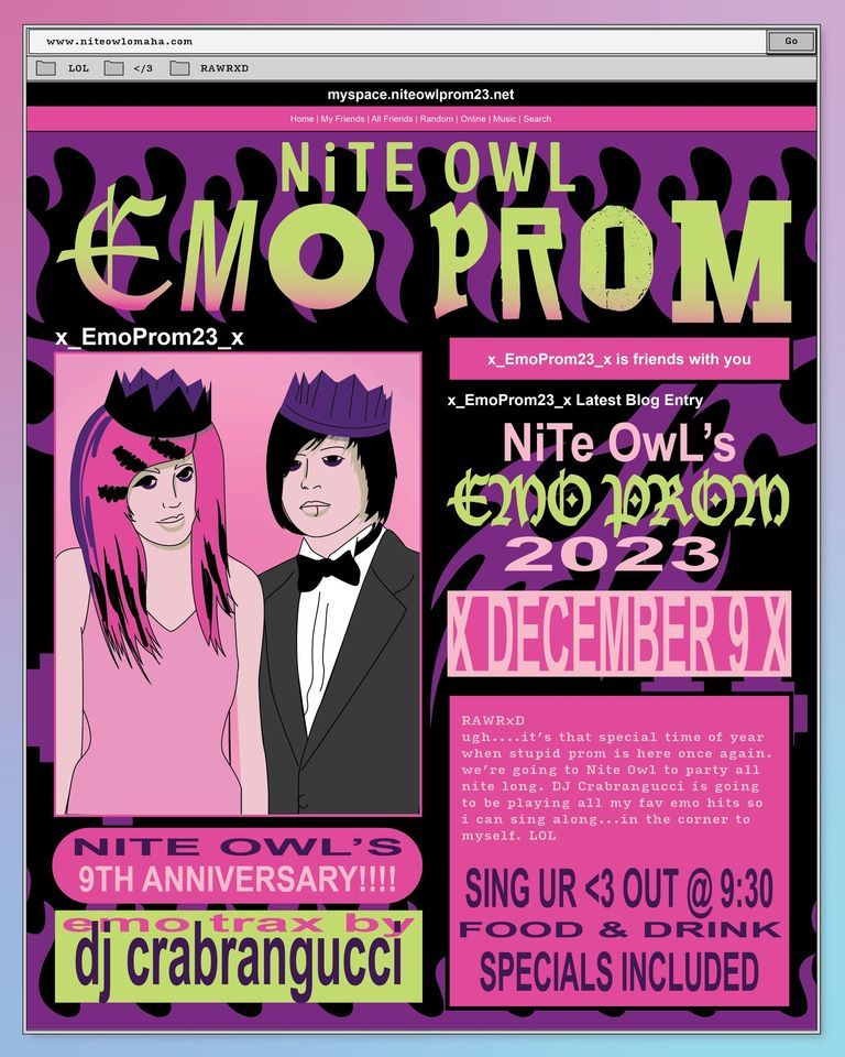 9th Anniversary Emo Prom, Nite Owl, Omaha, 9 December to 10 December