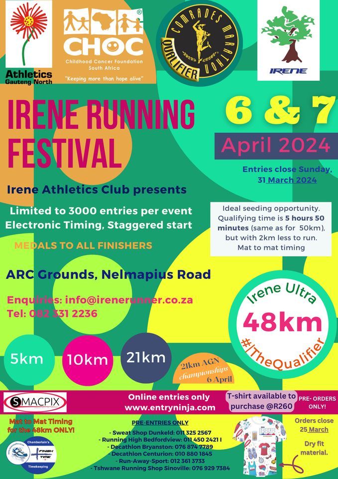 Irene Running Festival, ARC Campus Nellmapius road Irene, Centurion