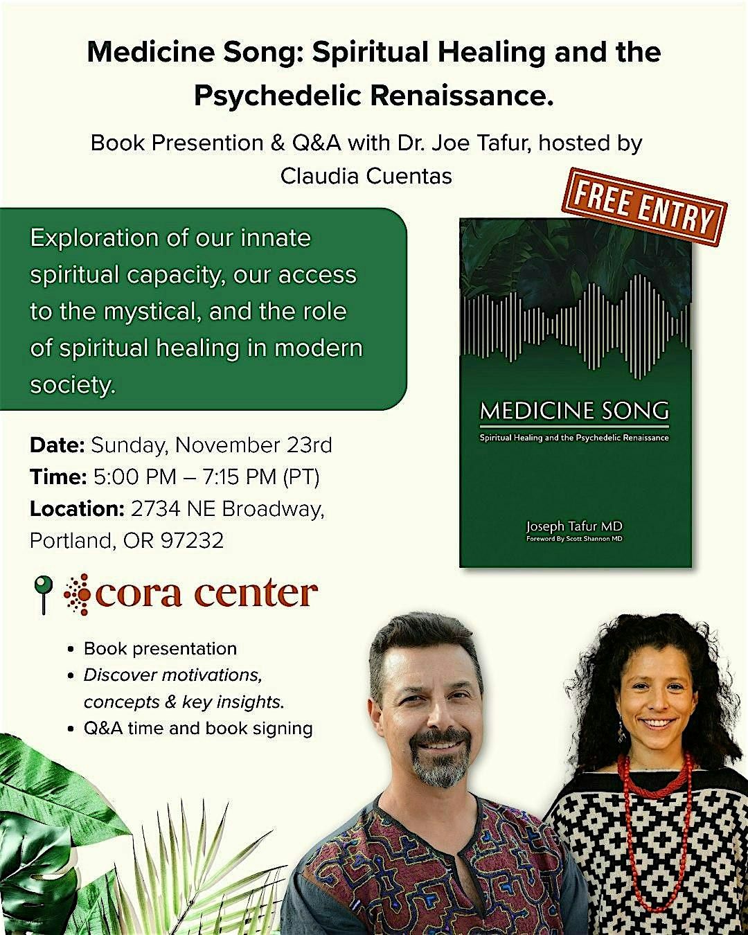 New Book "Medicine Song": Q&A with Dr. Joe Tafur, hosted by Claudia Cuentas, 23 November | AllEvents