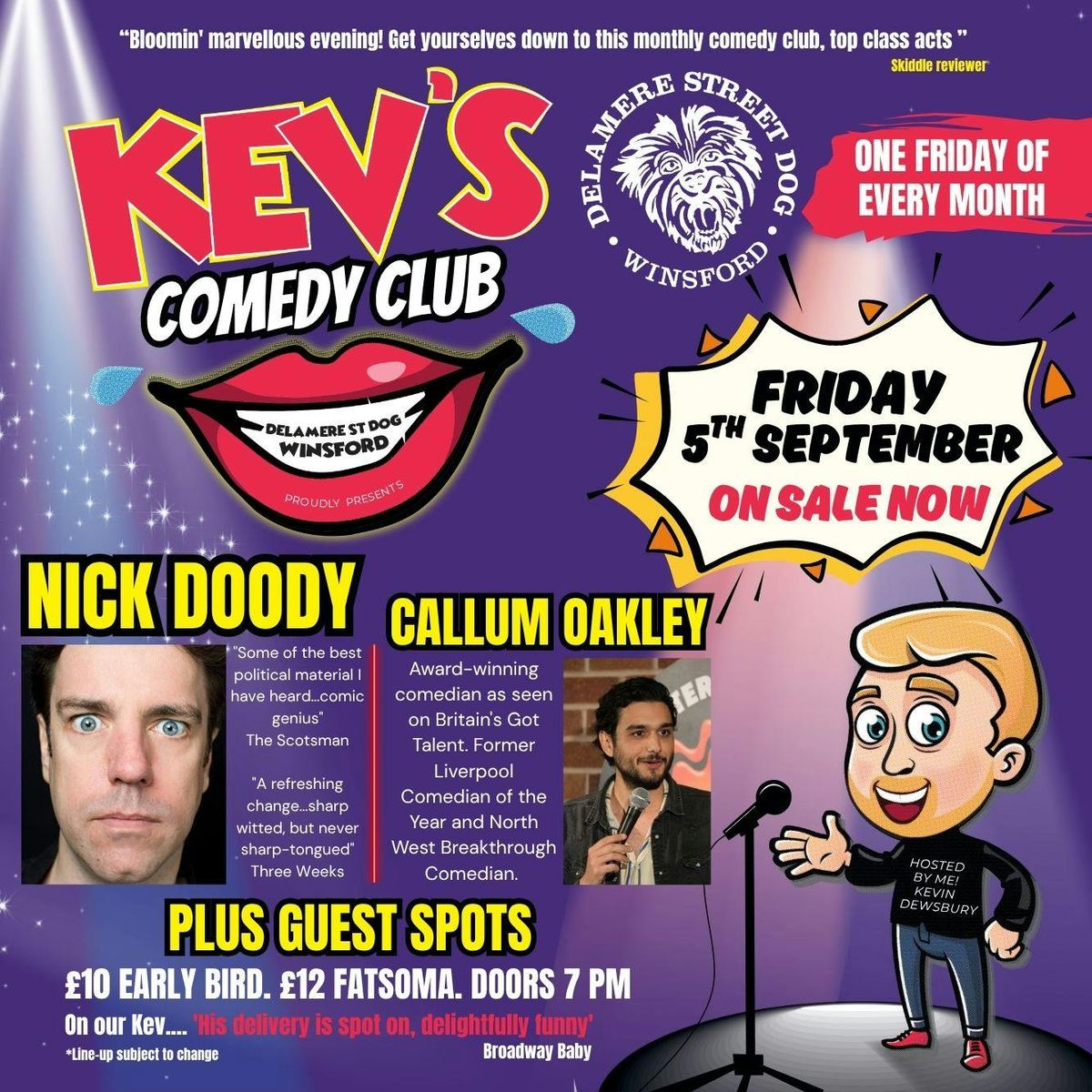 Kev's Comedy Club - Nick Doody + Callum Oakley + Guest Spots + Kevin Dewsbury, 5 September | Event in Winsford