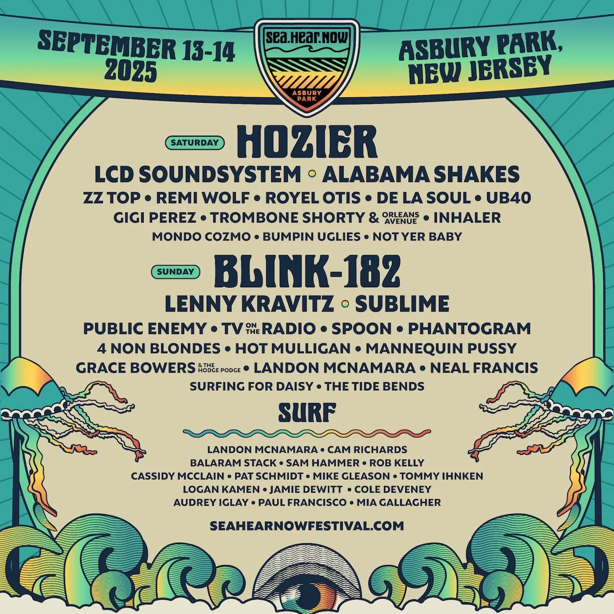 Sea Hear Now Festival: Hozier  LCD Soundsystem & Alabama Shakes - Saturday, 12 September | Event in Asbury Park