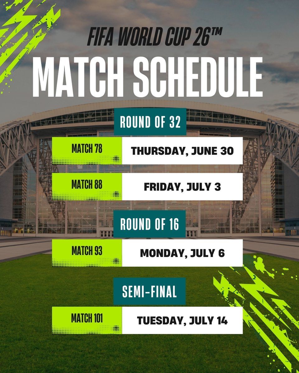 World Cup 26: Round of 16 - Match 93, 5 July | Event in Arlington | AllEvents