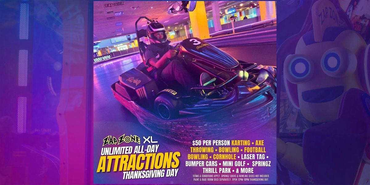 Thanksgiving Day Unlimited Attractions | Zap Zone XL, 27 November | Event in Lansing | AllEvents