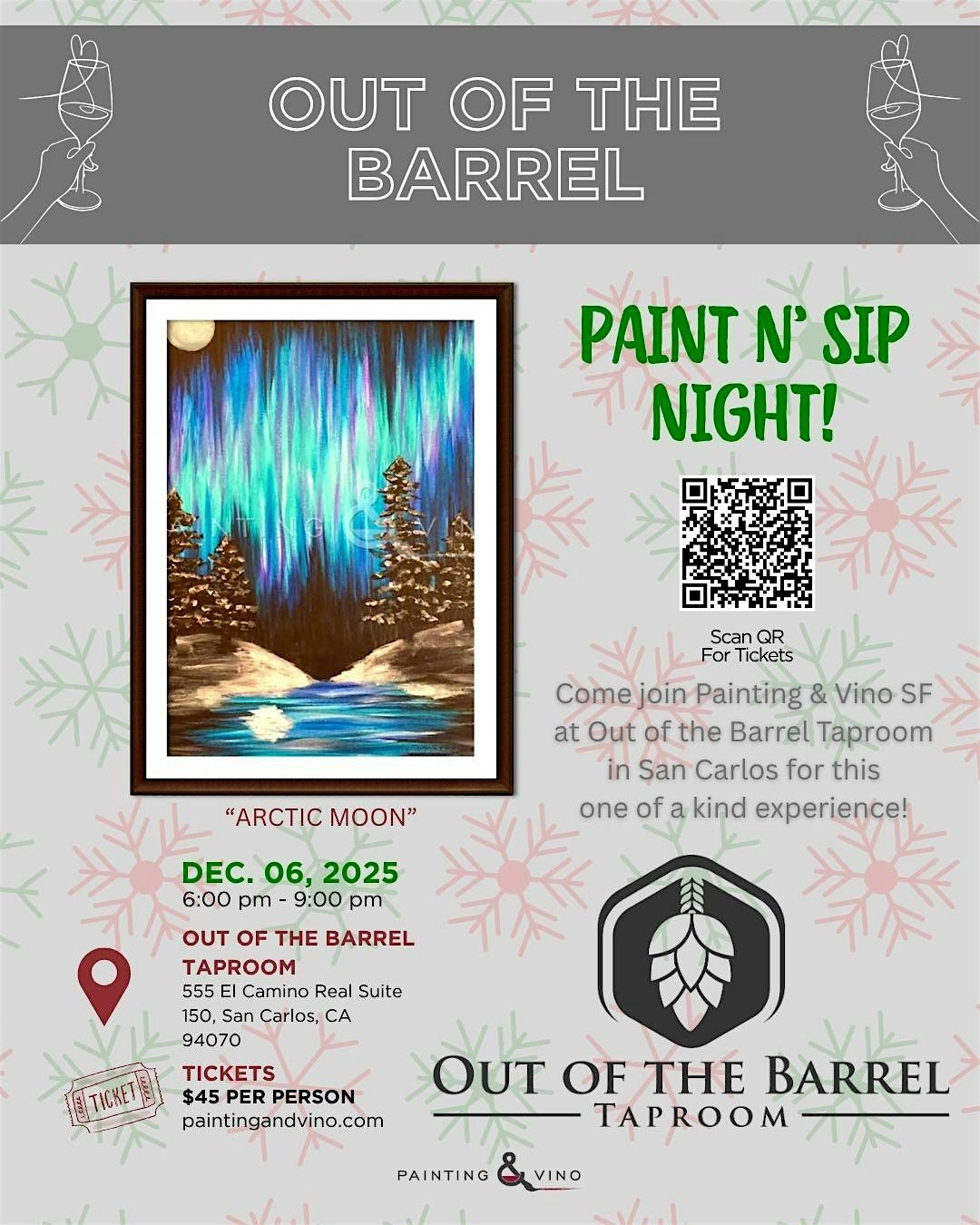“Arctic Moon” Paint & Sip @ Out of the Barrel Taproom, 6 December | Event in San Carlos | AllEvents