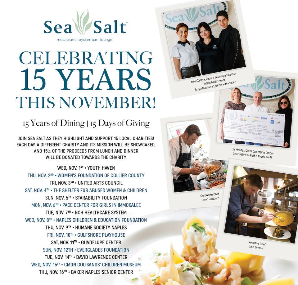 Sea Salts 15th Anniversary supporting Youth Haven, Sea Salt, Naples