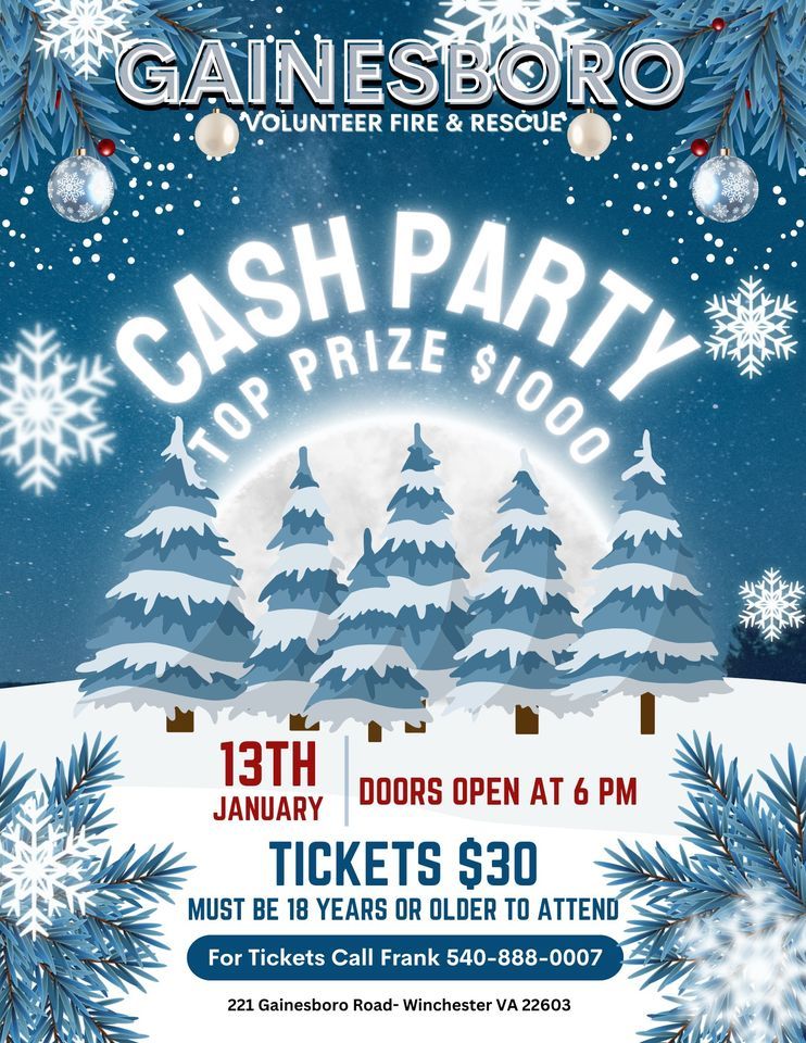 Cash Party, Gainesboro Volunteer Fire and Rescue, January 13 2024