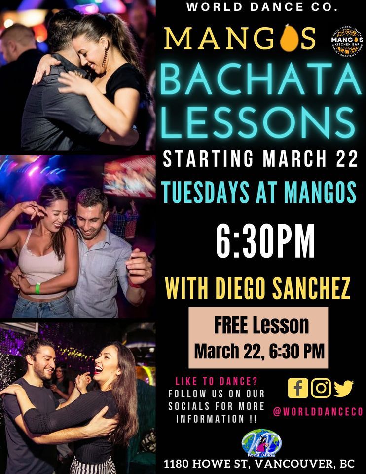 FREE Beginner Bachata at Mangos!, 1188 Howe St.Vancouver Bc, March 22