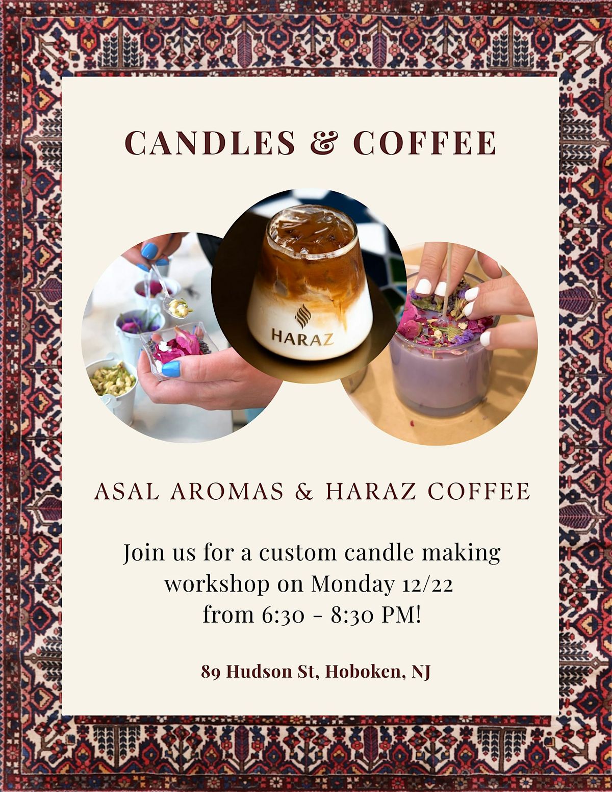 Custom Candle Workshop & Coffee @ HARAZ Hoboken w/ ASAL Aromas, 22 December | Event in Hoboken | AllEvents