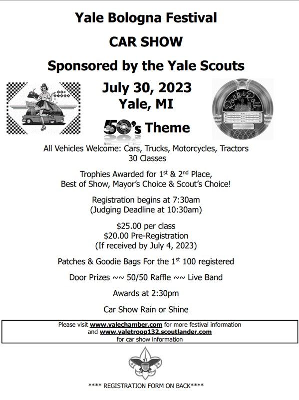 CAR SHOW hosted by the Yale Scouts Troop 132 33rd Yale Bologna