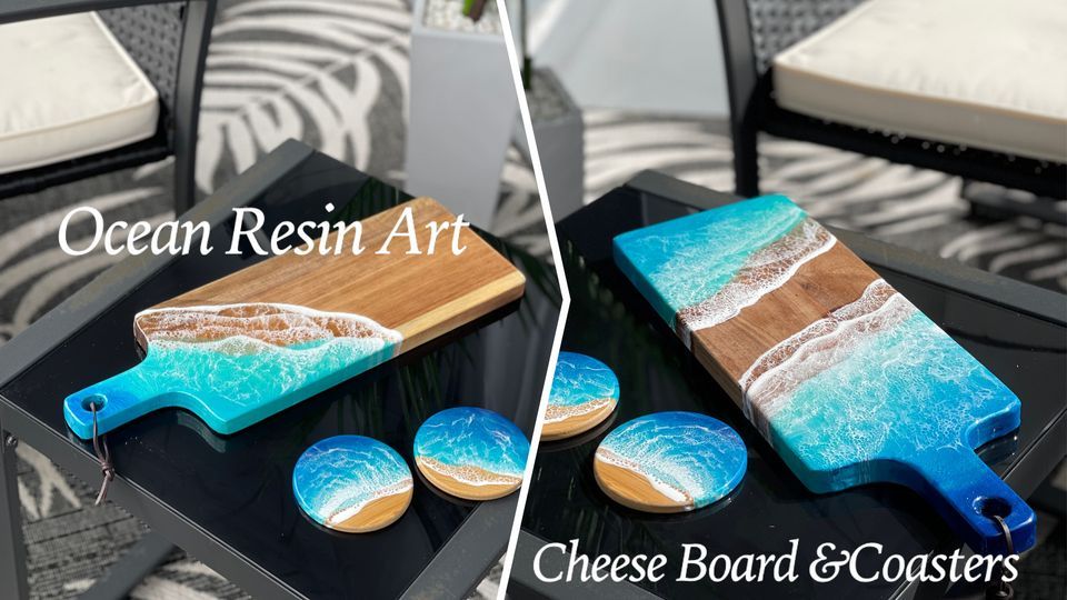 Resin Ocean Art "Cheese Board and Coasters", Kadena Arts and Crafts
