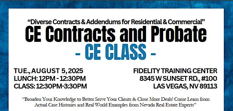 Contracts & Probate CE Class, 2 December | Event in Las Vegas | AllEvents